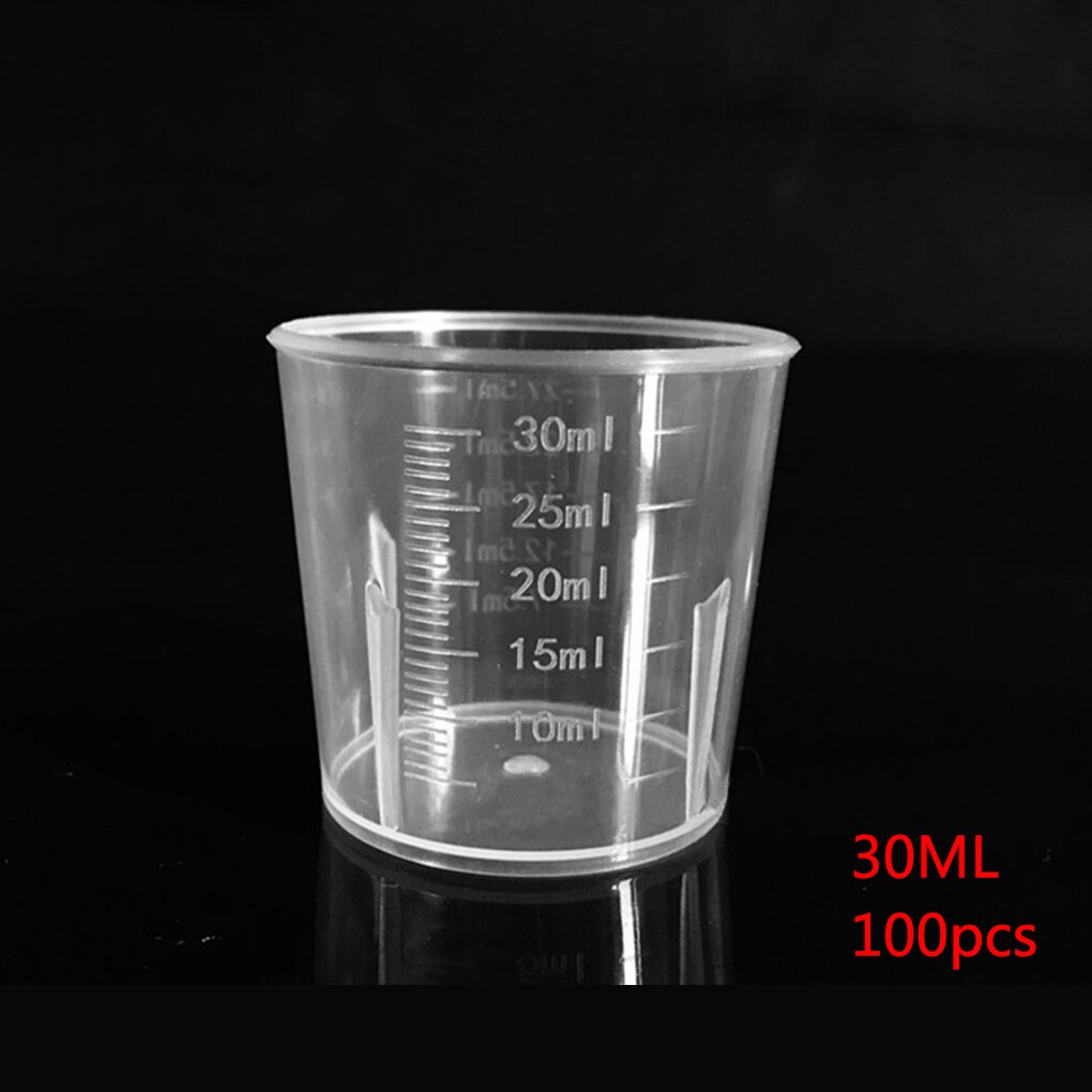 100 pcs 30 ml Plastic Transparante Maatbeker met Schalen voor Laboratorium Keuken