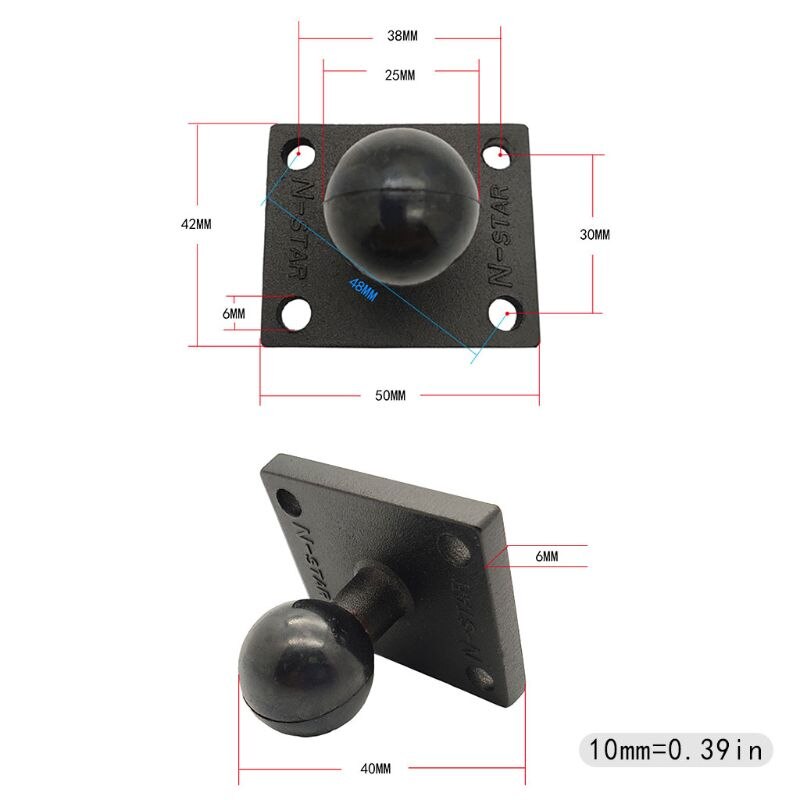 Socle de montage carré en aluminium avec rotule pour support Ram pour Garmin Zumo/TomTom