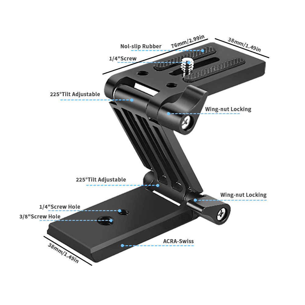 Universal Flex Tilt Head Z Mount Bracket Arca-Swiss Tripod Quick Release Plate for Monopod Slider Stabilizer Gimbal SLR Cameras: Default Title