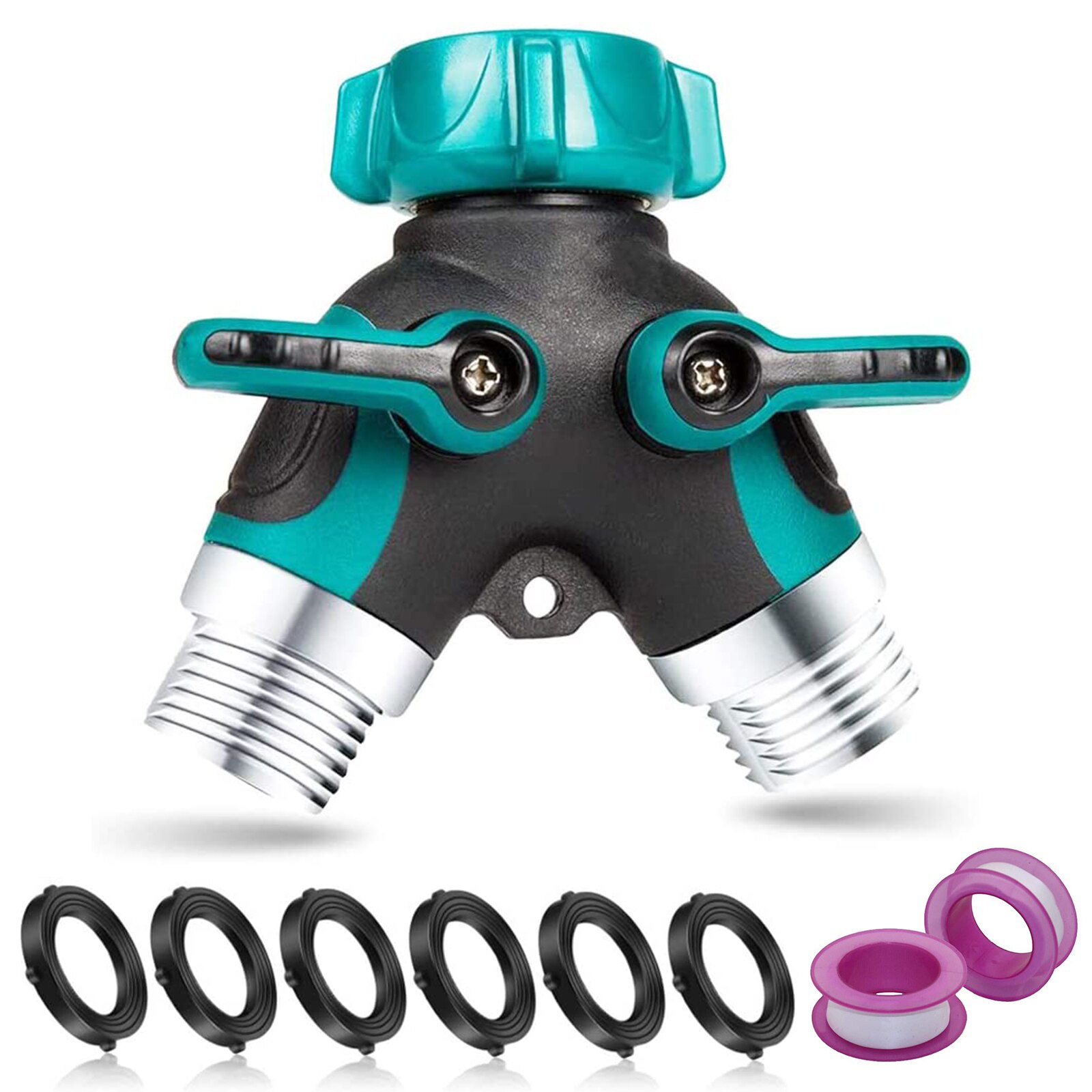 Y Water Water Faucet Splitter Garden Hose Splitter Irrigation Faucet Comfortable Rubberized Grip KFF Metal Body Hose Connector: Green US Plug