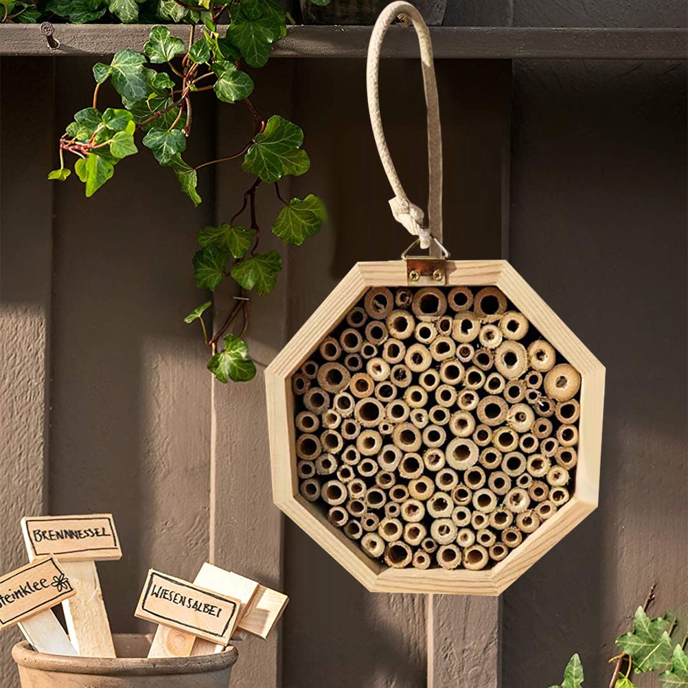 Wooden Bee House Set Tube Beekeeping Box Bees Nesting Box Garden Insect Box