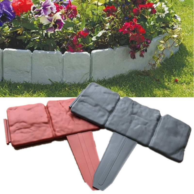 Plastic Lawn Edging Plant Border Decorations Flower Bed Border Stone Effect Plastic Fence Edging Cobbled Garden