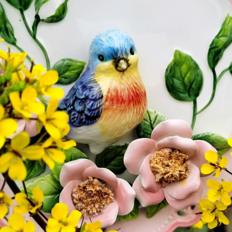 Assiette décorative Vintage 3D en forme d'oiseau, décoration murale suspendue, peinte à la main, en céramique, idée de pour la maison et le salon