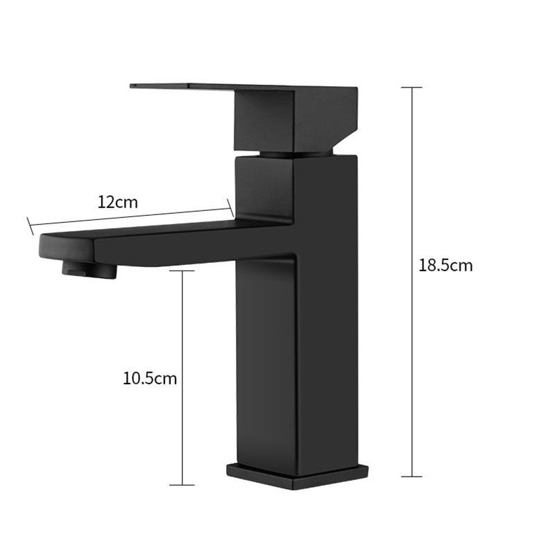 Grifo cuadrado negro para lavabo de baño, grifería de un solo mando para lavabo, montado en cubierta