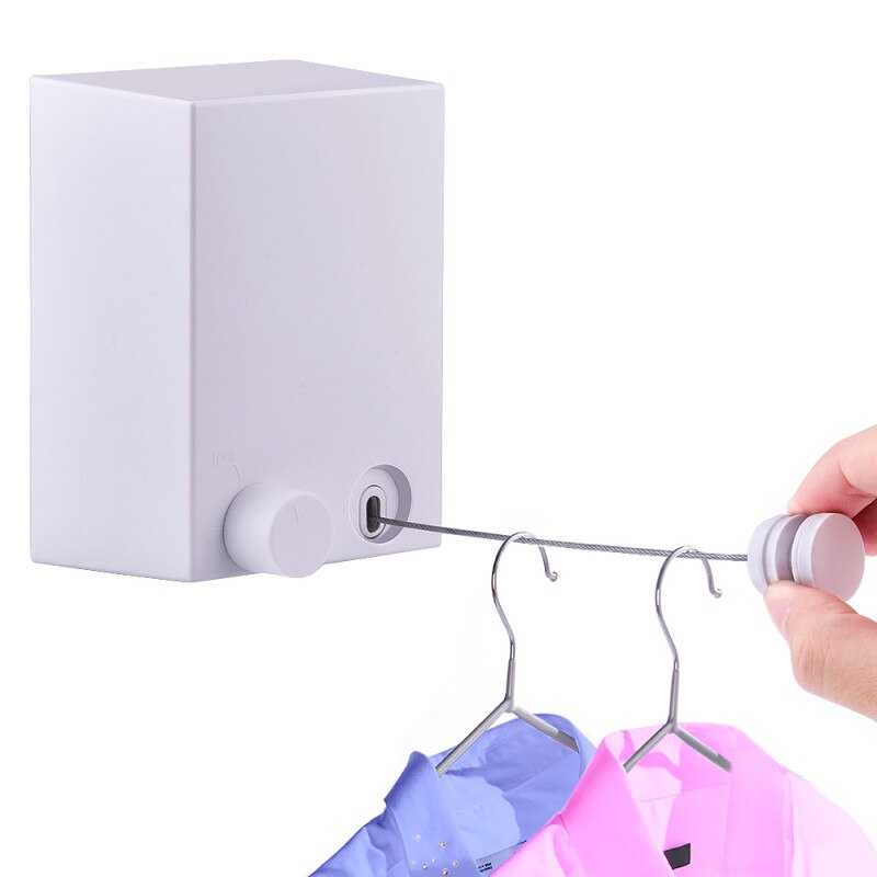 Sèche-linge mural Invisible | Ligne de séchage en acier, corde étagère de séchage pour vêtements, ligne de séchage rétractable, outils de sèche-linge: Two-Line