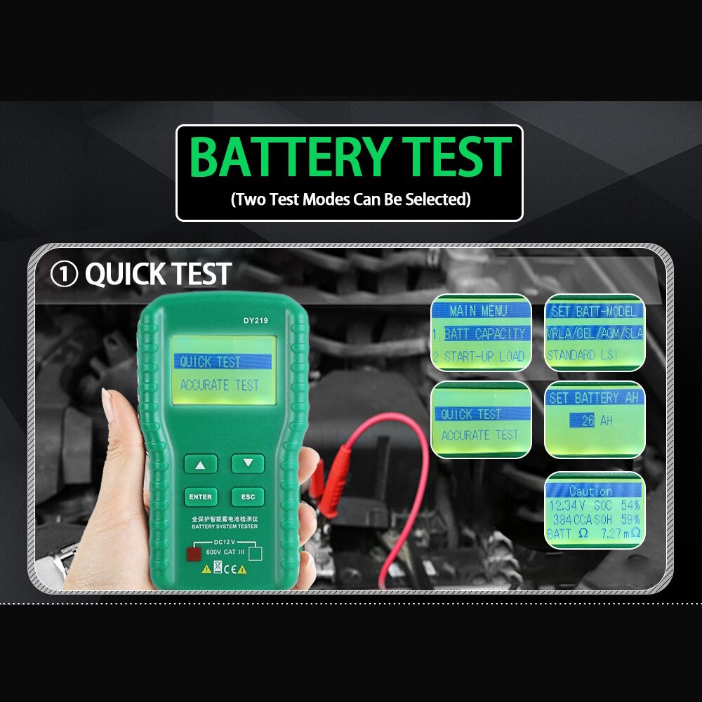 12V Car Battery Tester Digital Automotive AH CCA Voltage Battery Load Analyzer Multifunction Diagnostic Repair Tool