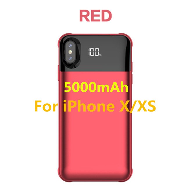 Funda magnética inalámbrica para teléfono móvil iPhone X/XS, funda con cargador portátil para móvil iPhone XR/XS Max: Red For X XS