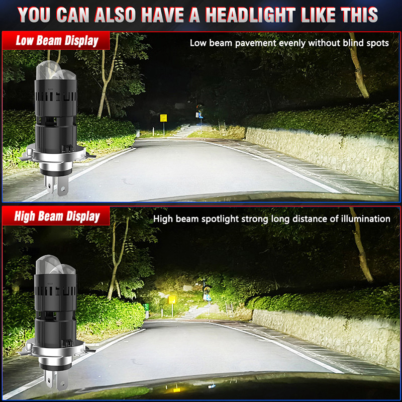 H4 LED Projector Lens Headlight Car Led Headlights Canbus 6000K Beam Bulb with Turbo Fan 9500000LM 2200W For Car/Motorcycle