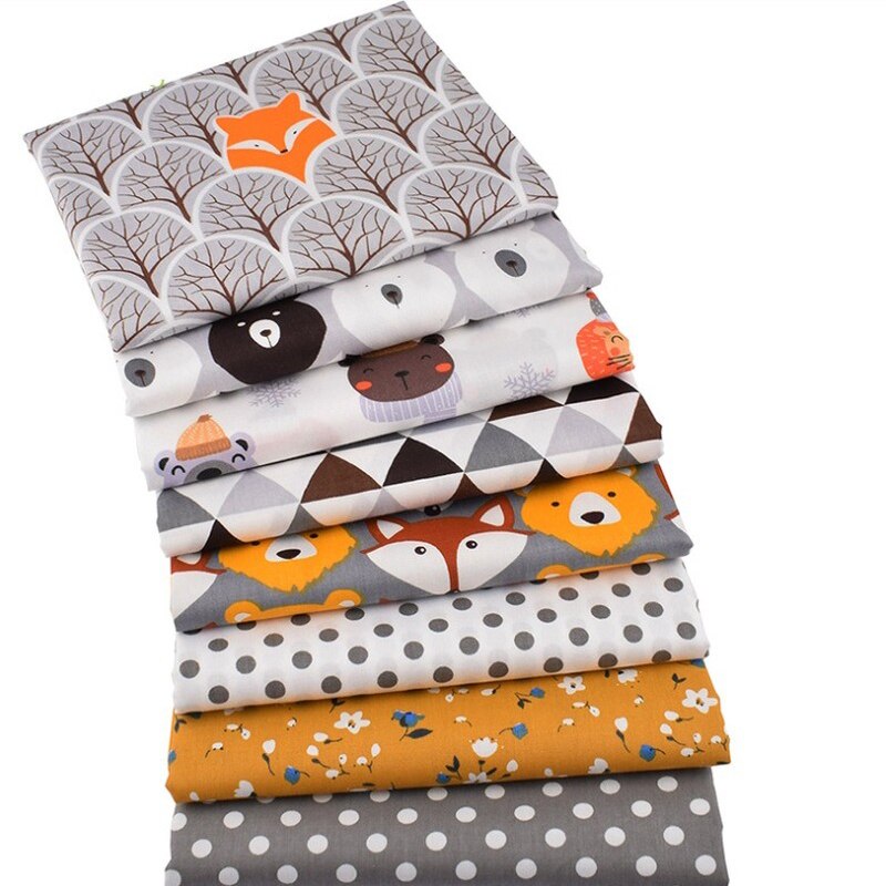 Katoen Twill Cartoon Gedrukt Stof Diy Handgemaakte Ban Stof Set Van 8 Katoen Cartoon Bedrukte Stoffen