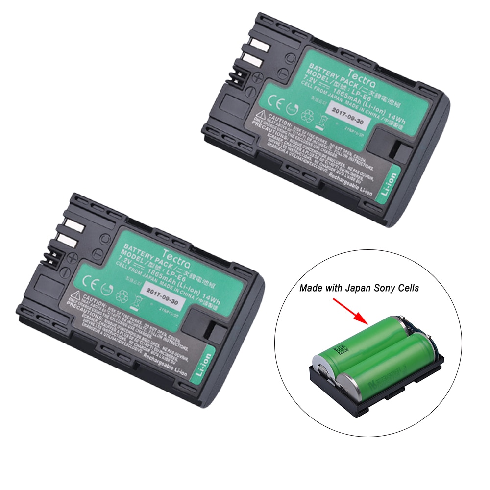 2 pièces LP-E6 LP-E6N batterie pour Canon EOS 5DS 5D Mark II Mark III 6D 7D 60D 60Da 70D 80D batterie avec cellules japon de