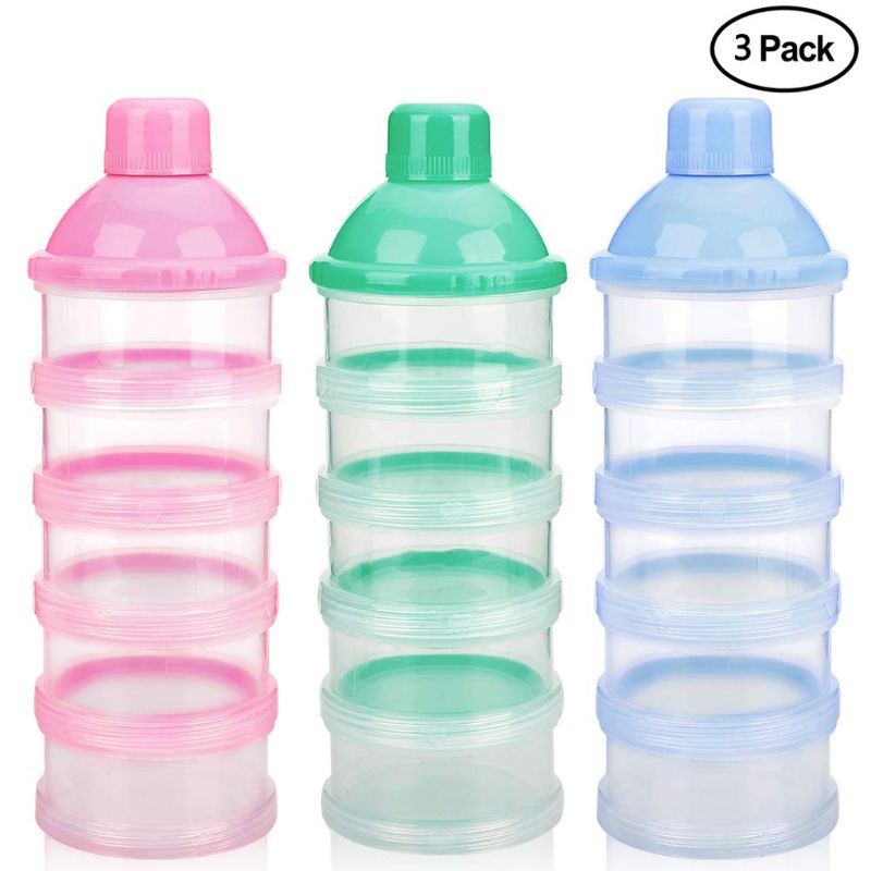 Babymelkpulverdispenser stablebar babymating reiseoppbevaringsbeholder 3 pakke  g99c: Fargerik