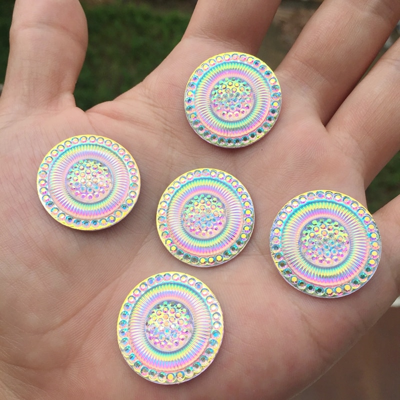 25mm Resin Rhinestones Flat Back Beads Round Gems For Clothes Dress Crafts wedding DIY 12pcs -HY340