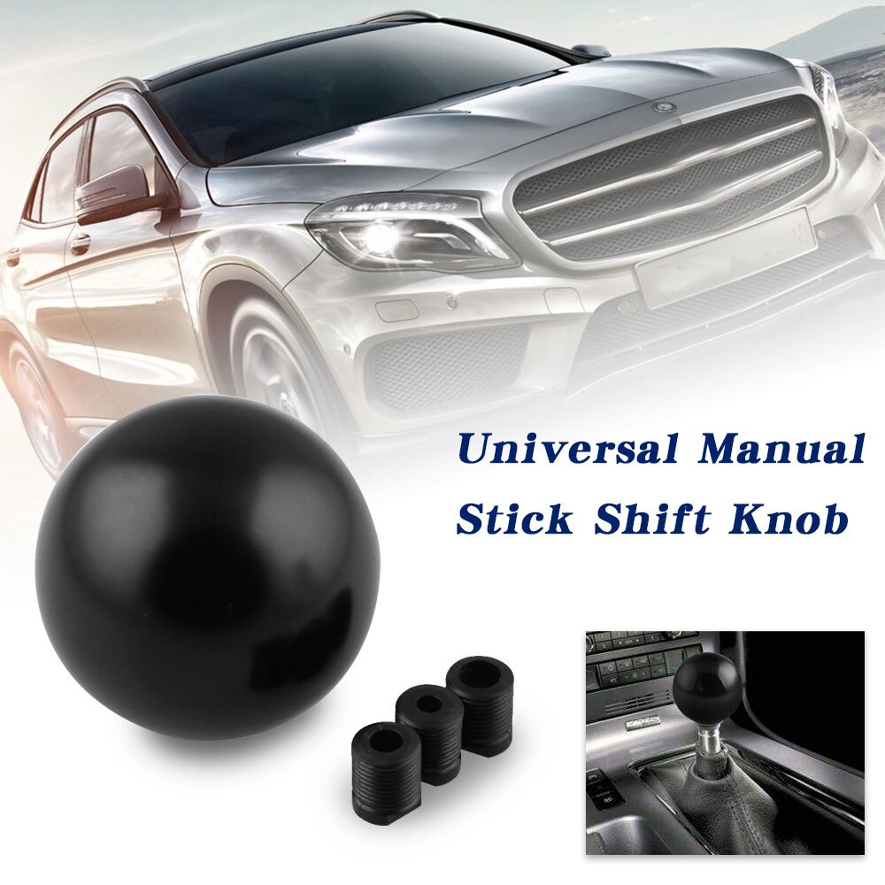 Universal Aluminum Pure Black Round Ball Nickel Shift Knob Lever Heavy Weighted Metal SK113