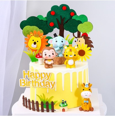 Woodland Animals Cake Topper Autumn Forest Cake Decor Jungle Safari Birthday Party Decor Happy Birthday Party Decor Kids Boys
