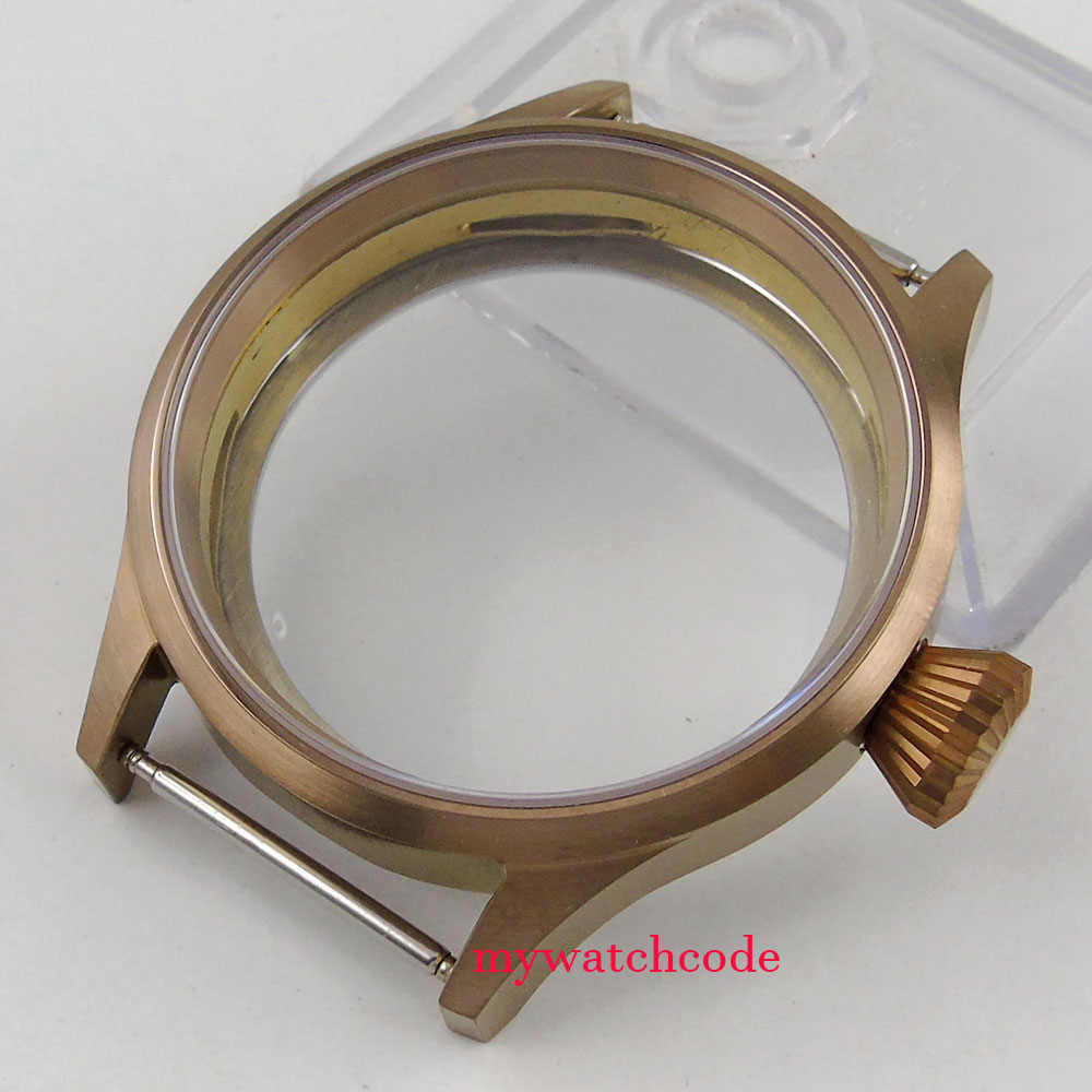 43mm Bronze- überzogene parnis Uhr fallen Saphir glas passen 6498 6497 essen bewegung