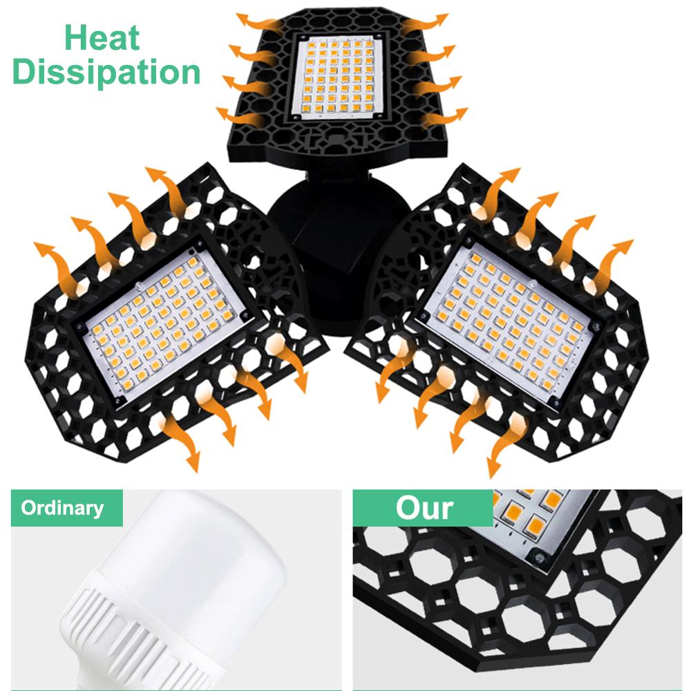 LED Garage Light E27 Light AC85-265V Deformation Adjustable Angle High Bay Light Industrial LED Garage Light For Garage Workshop