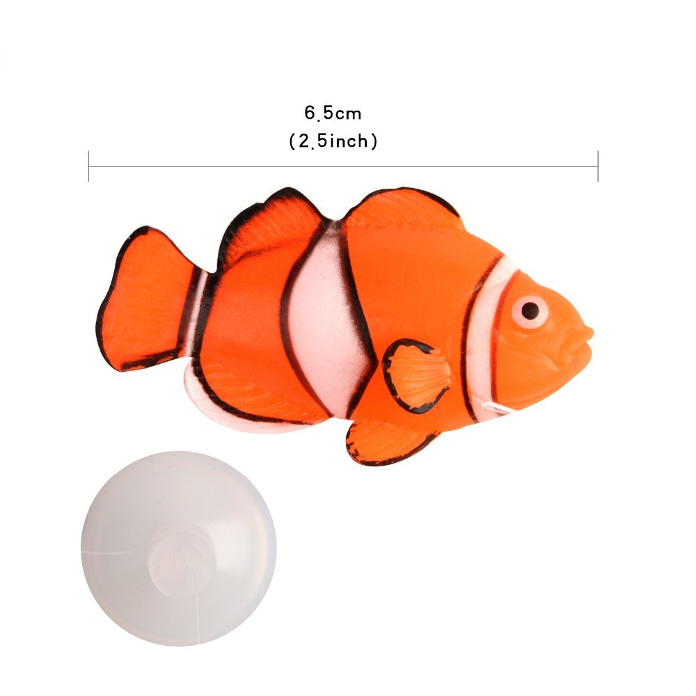 Ornements de poissons artificiels lumineux en Silicone, poisson clown vif, Guppy, poisson-ange, accessoires d'aquarium, décoration d'aquarium: MARRON