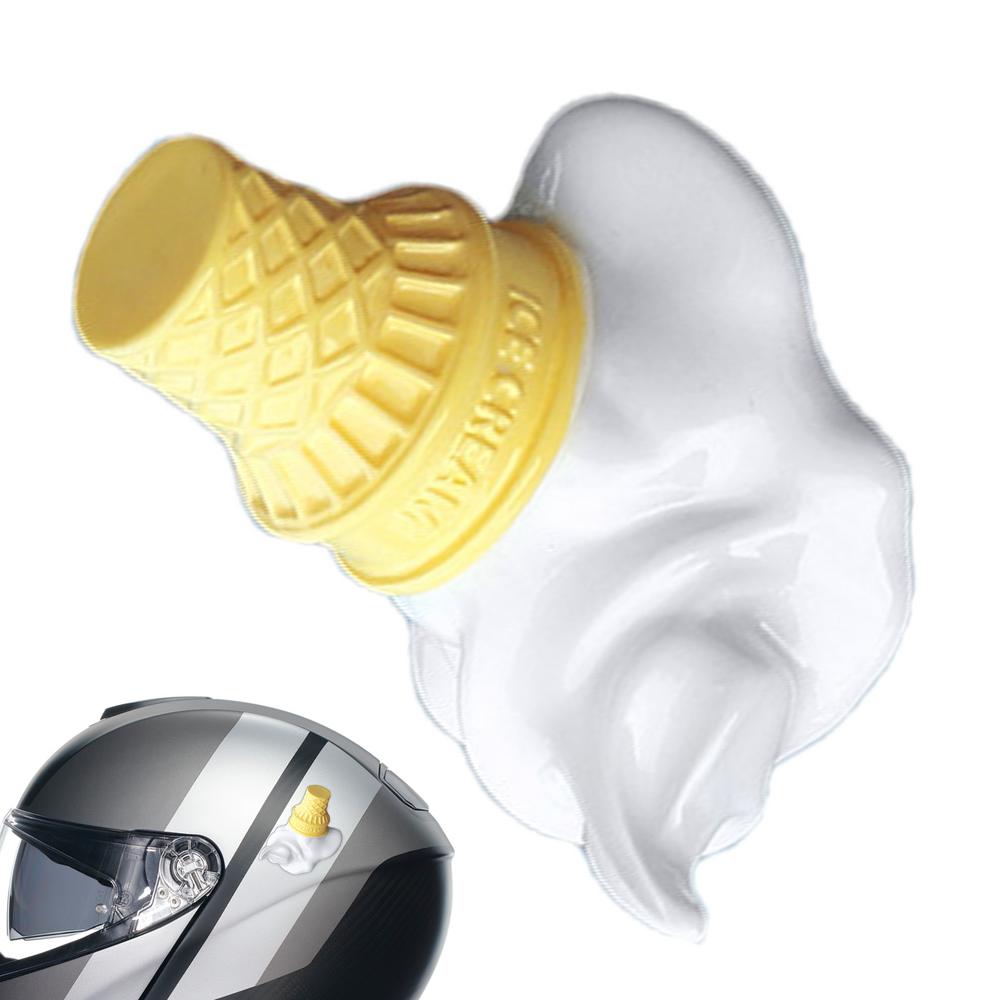 Motorcycle Hat Accessories Falling Ice Cream Spoof Motorcycle Ornament Funny Ornament For Cycling Car Dashboard Decorations: WHITE