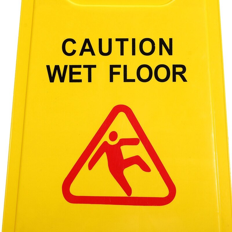 CAUTION WET FLOOR Yellow Warning Wet Floor Sign Safe Clean Smooth Double-Sided Triple-Cornered Warning Sign Tool