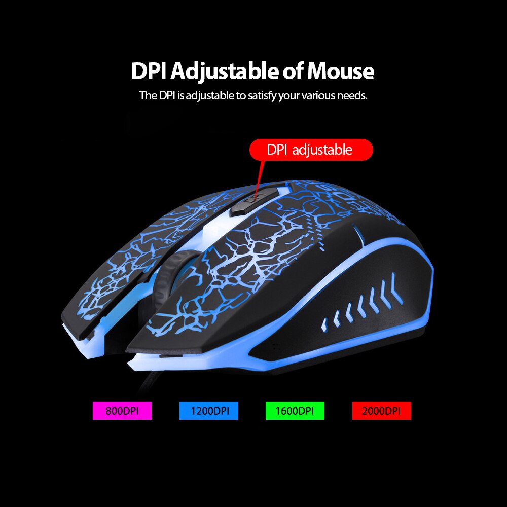 USB Wired Gaming Keyboard and Mouse Combo Waterproof Rainbow Backlit 2000DPI for Home Office