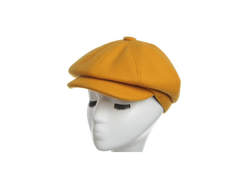 Kvinders nyhedsdreng hætte damer efterår vinter ruskind stof ottekantede hatte hatte til kvinder vinter udendørs hatte til kvinder: Guld