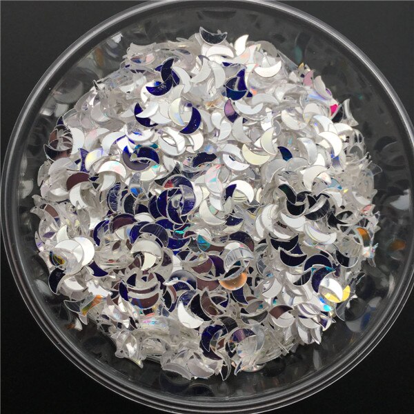 20G 3-5 Mm Crystal Transparante Pvc Losse Pailletten Glitter Pailetten Voor Nail Art Manicure/Naaien/ bruiloft Decoratie Confetti: 6mm Moon