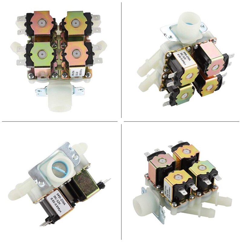 Water Inlet Valve, DC12V DN20 G3/4 inch 1 in 4 Out Plastic Solenoid Valve Electronetic Valve Normally Closed Water Drain Valv