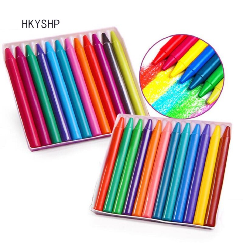 HKYSHP 24 color round crayons safe children food grade materials crayons early education puzzle stationery supplies