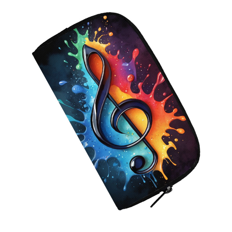 Aquarell Malerei Musiknote Muster Brieftasche Klavier Tastatur Karte Schlüssel Halter Münze Geld Geldbörse Lippenstifte Tasche Lange Brieftaschen: Blau