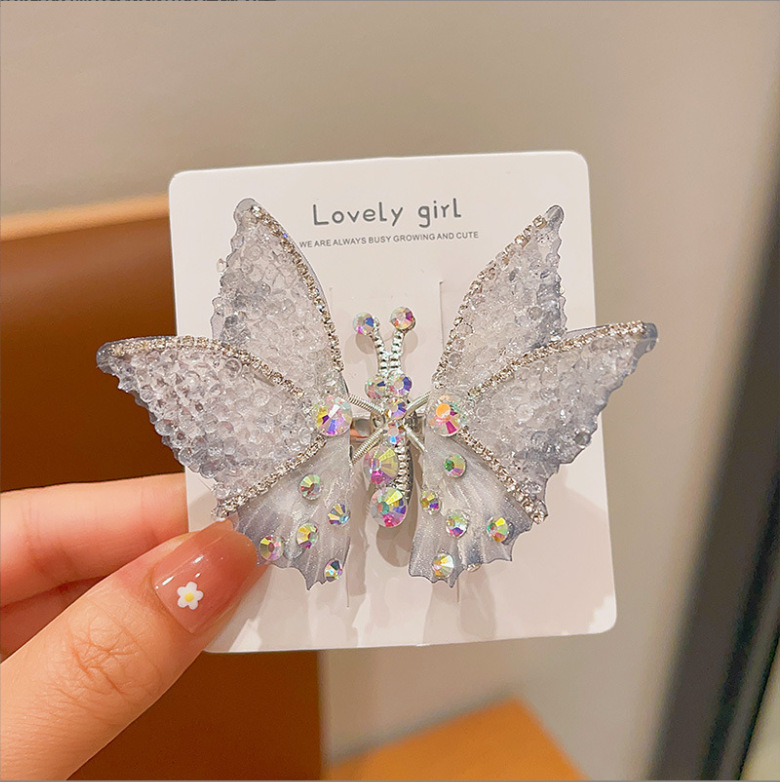 Pinza de pelo de mariposa de actividad creativa para mujeres y niñas, pinzas para el pelo de mariposa con gradiente de diamantes de imitación exquisitos, accesorios bonitos para el cabello: Lavanda