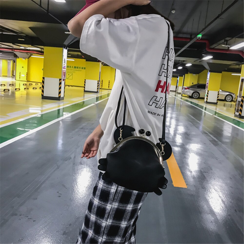 Sacos crossbody para mulheres fshion bonito forma de caranguejo pu casual bolsa para ombro cor sólida crossbody sacos de ombro menina