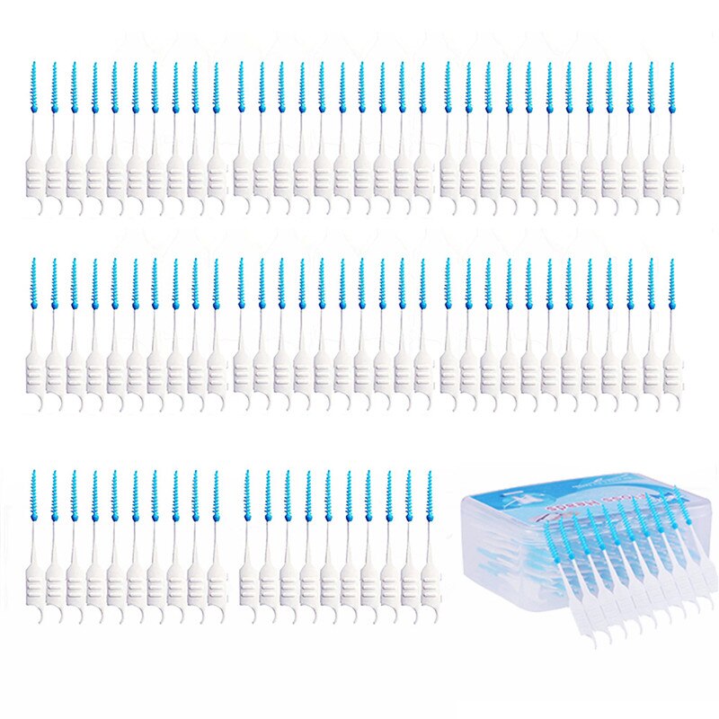 Cepillo Interdental doble, cabezal de hilo Dental, higiene Dental, herramienta de limpieza Dental, 120 Uds.