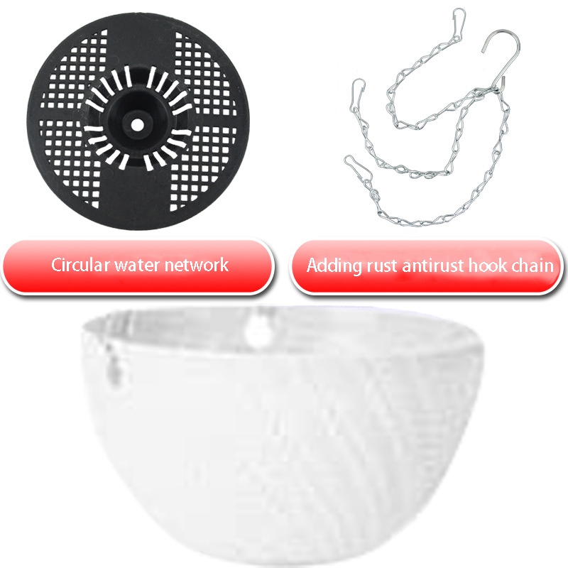 Panier de fleurs suspendu rond en plastique blanc, 5 pièces, 16x10cm, chaîne pour plante de jardin, jardinière, décoration