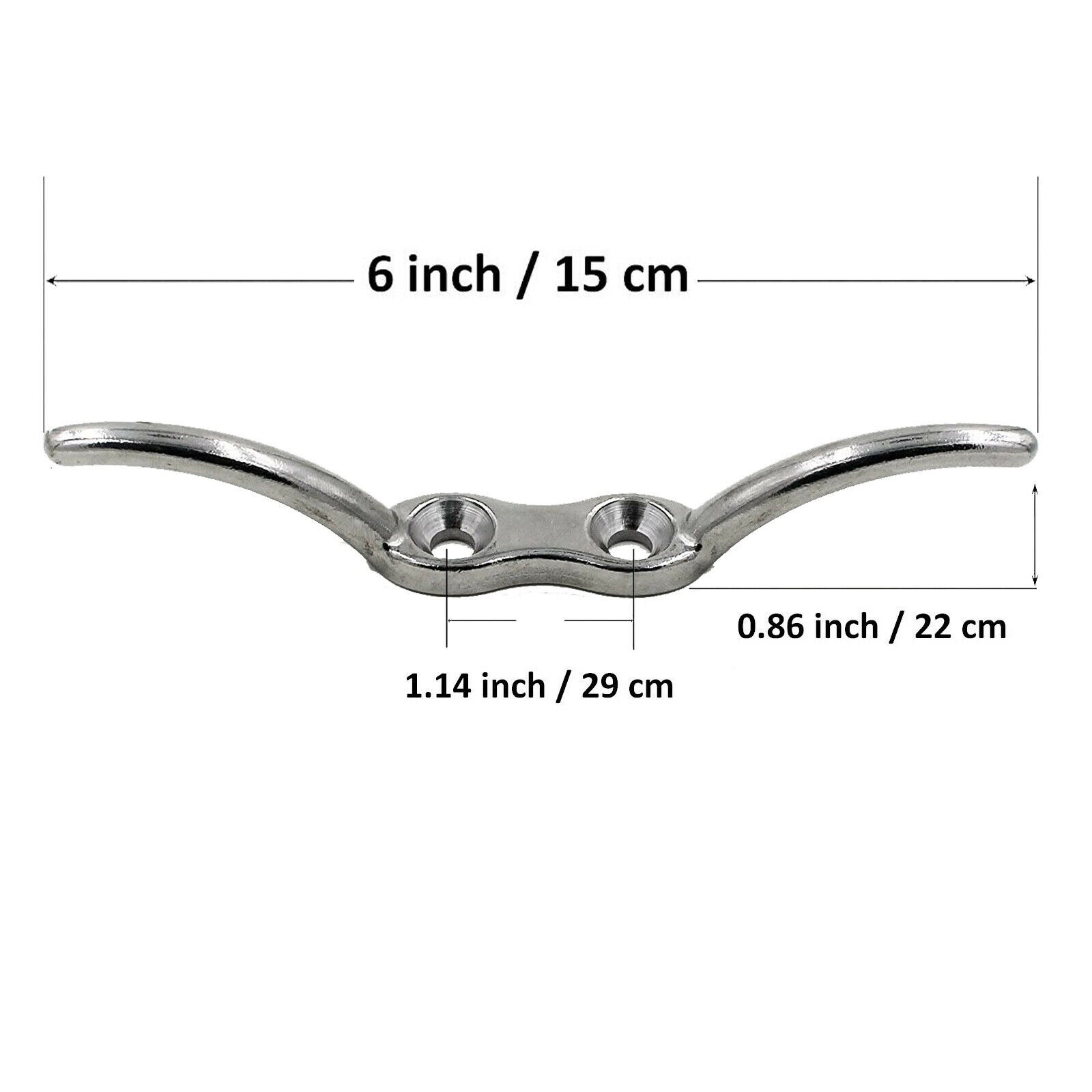 2x Rvs 316 Vlag Pole Cleat 6 Inch Cleat W/Hardware-Niet-roestend