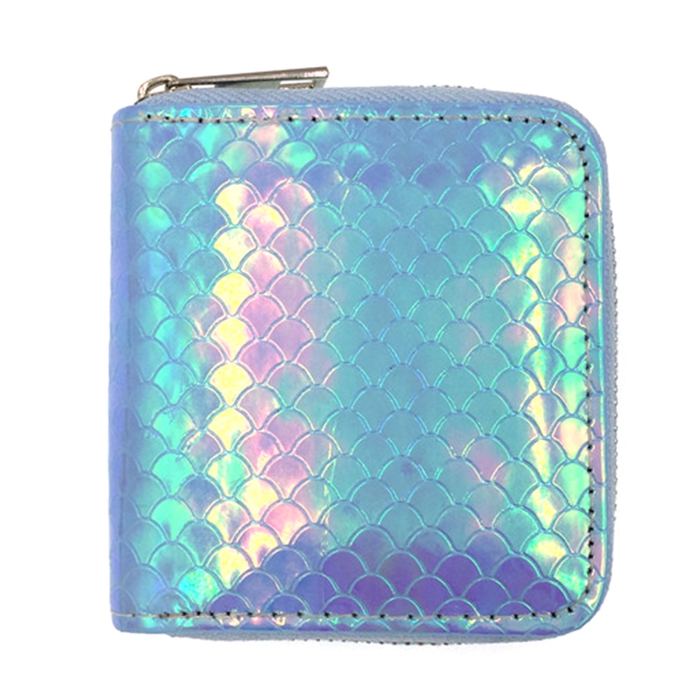 Women Mermaid Pattern Short Wallet Coin Purse PU Leather Purse Zipper Card Clutch Holder Female Small Bag and purse