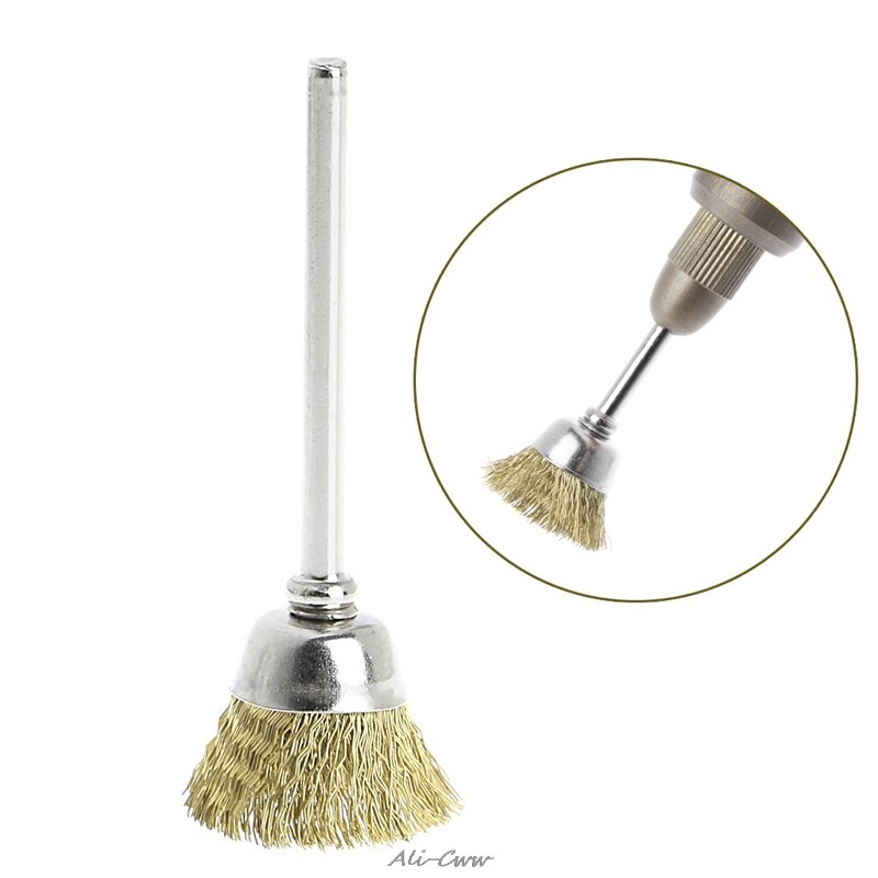 10 stuks mini draadborstels messing komschijf voor slijpmachine of boormachine 3 mm x 18mm