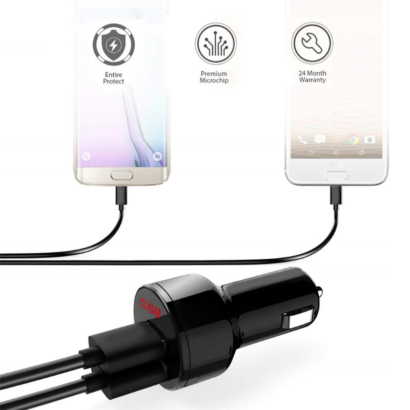 12v/24v dual-ports 3.1a usb-autoladegerät mit zigarettenanzünder, digitalem led-voltmeter und netzteil für mobiltelefone, tablets und gps  r9jb geräte