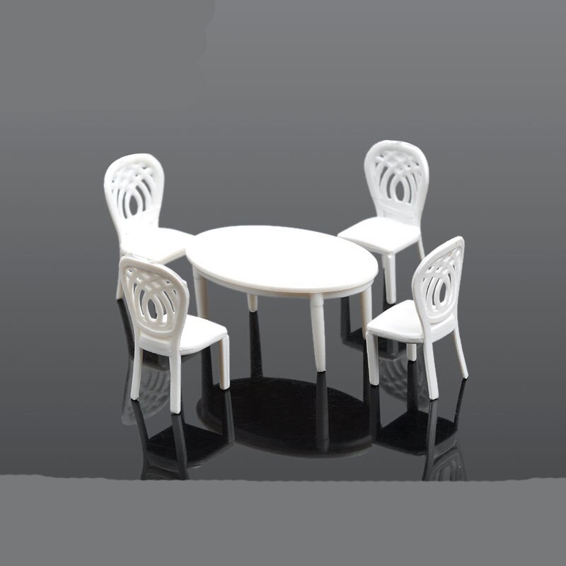 1set Oval tables and chairs/5pcs/set /interior decoration make ornaments/architectural model/sandbox material/toy accessories