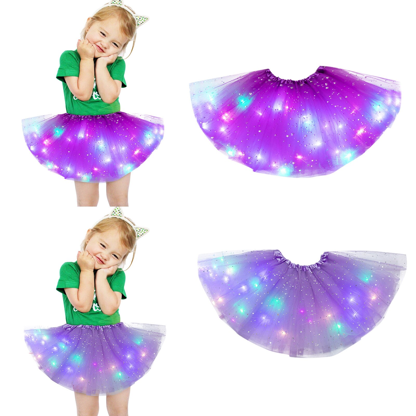 Kid Meisje Baby Tutu Rok Led Light Up Pettiskirt Ballet Kleding 2 Stuks Peuter Princess Party Dance Leuke Rokken Childrenclothing