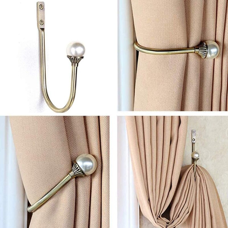 Decorative Curtain Drapery Holdbacks Wall Mounted Curtain Tieback U Shape Curtain Tiebacks Hooks for Home Office