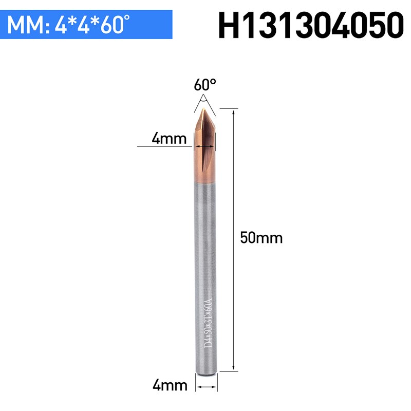 HUHAO 1PC Tungsten Carbide Straight Groove Chamfering Milling Cutter 60 /90 /120 Degrees CNC Tool For Engraving Machine End Mill: H131304050