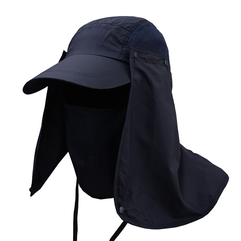 Sun Hat Sun Caps Flap Hats Summer Men Women Sun Visor Cap Folding Removable Neck Face Mask Head: ZQ