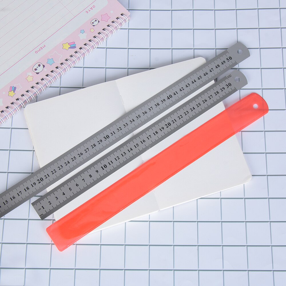 1PC 30/50mm Straight Ruler Stainless Steel Double Sided Metric Imperial Student Stationery Ruler Metal Precision Measuring Tool