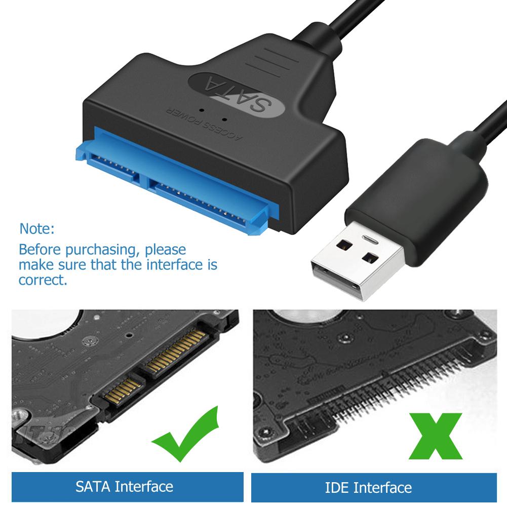 Sata till usb 2.0 kabel adapter stöd 2.5 tum extern hdd ssd notebook hårddisk 22 stift usb sata kabel data omvandlare