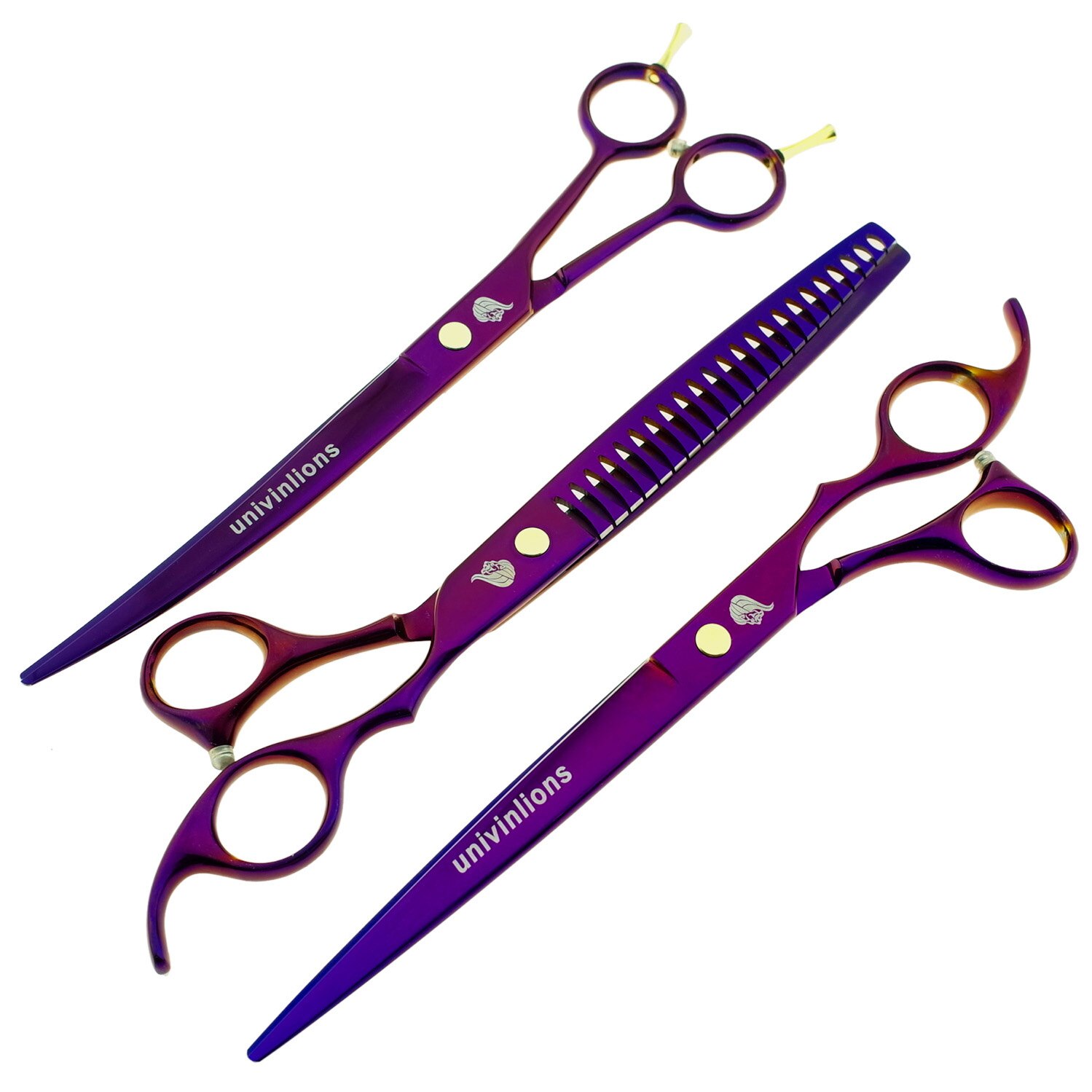 8&quot; titanium dog grooming scissors kits animal groomers curved scissors curved shears pet scissors trimming dog cat hair clippers