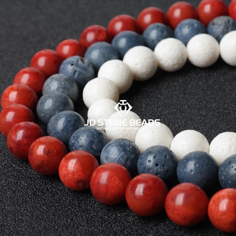 Free Natural White Coral Beads Handmade Necklace Accessory Blue Coral Beads Red Sponge Coral