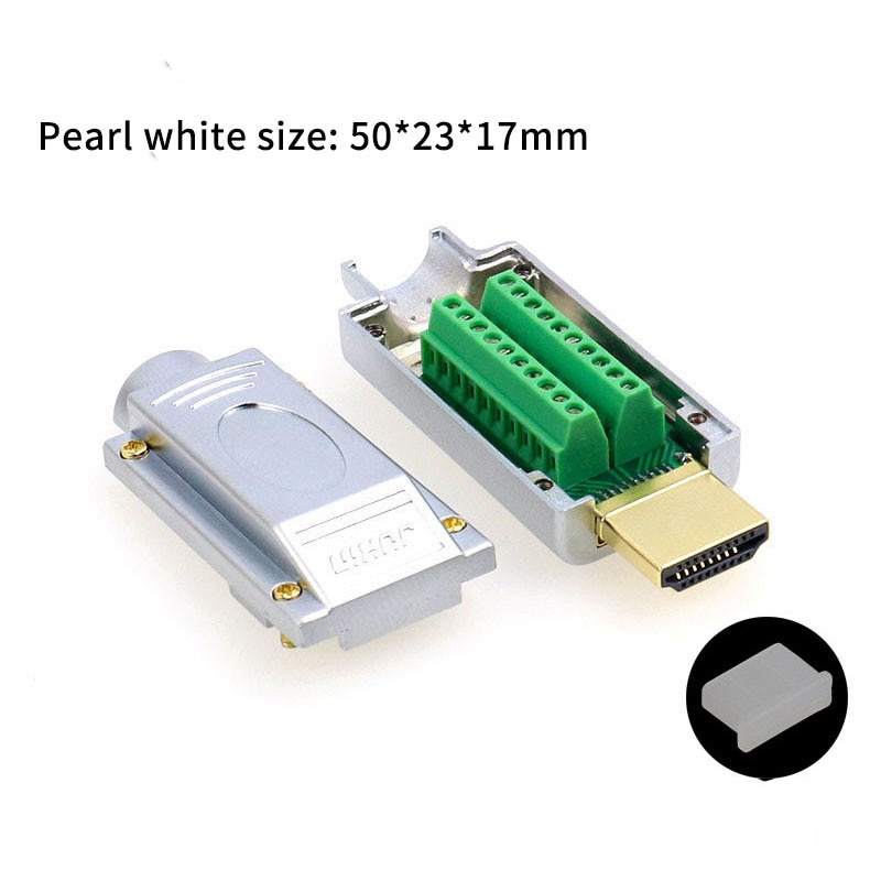 Conector de cabeza de soldadura HDMI, carcasa de aleación de aluminio, Junta chapada en oro, línea HD 4K, macho DIY