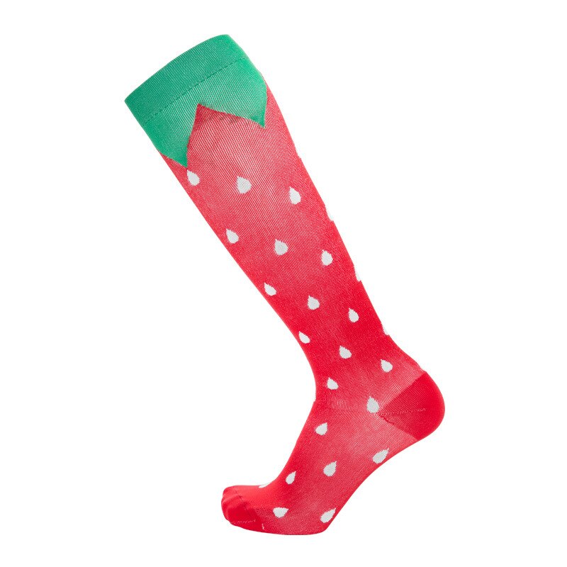 Brothock Spot Sports Socks Outdoor Christmas Stockings Calf Pressure Compression Elastic Breathable Prevent Varicose Veins Socks: Style Strawberry