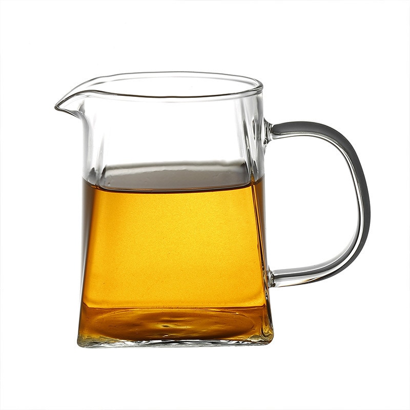 Heat-Resisting Clear Glass Tea Pitcher Square Chinese Tea Set Accessory Chahai Milk Glass Pitcher Coffee Pot Water Jug