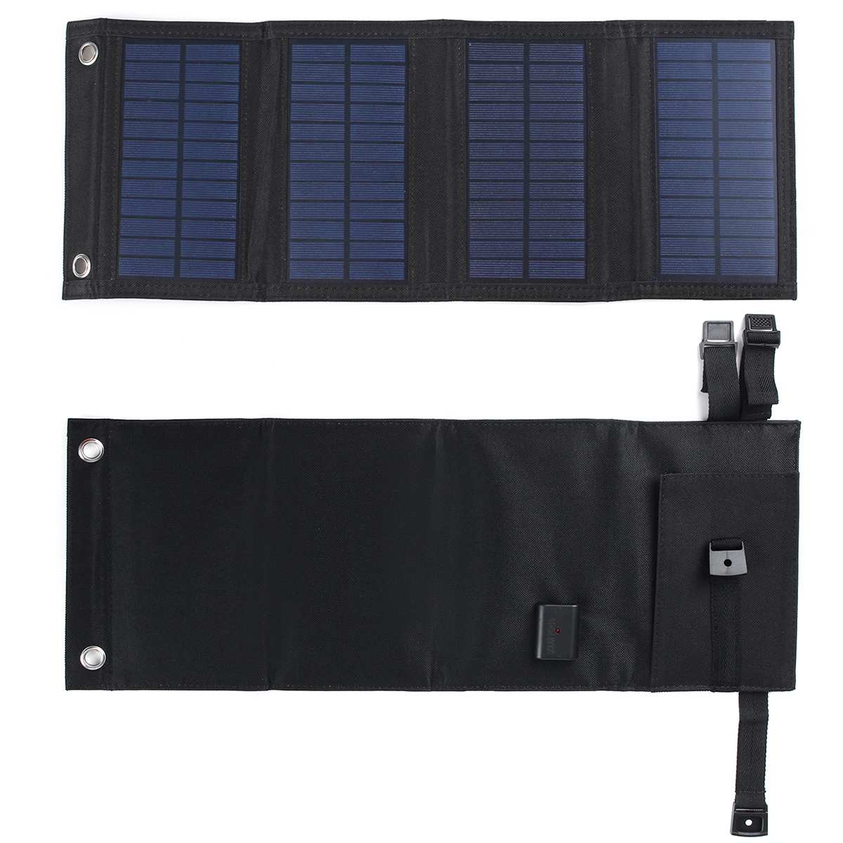 Bærbar 50w 5v solpanel telefonoplader usb folde solpaneler til traval udendørs solbatteribord til mobiltelefon: Sort